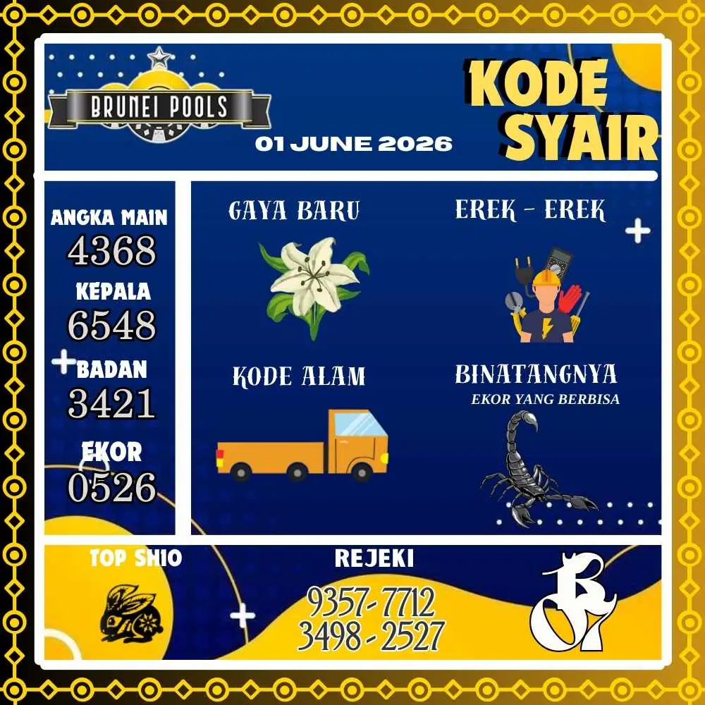 Kode Syair Brunei Pools Juni 2026

