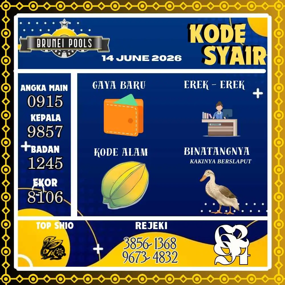 Kode Syair Brunei Pools Juni 2026
