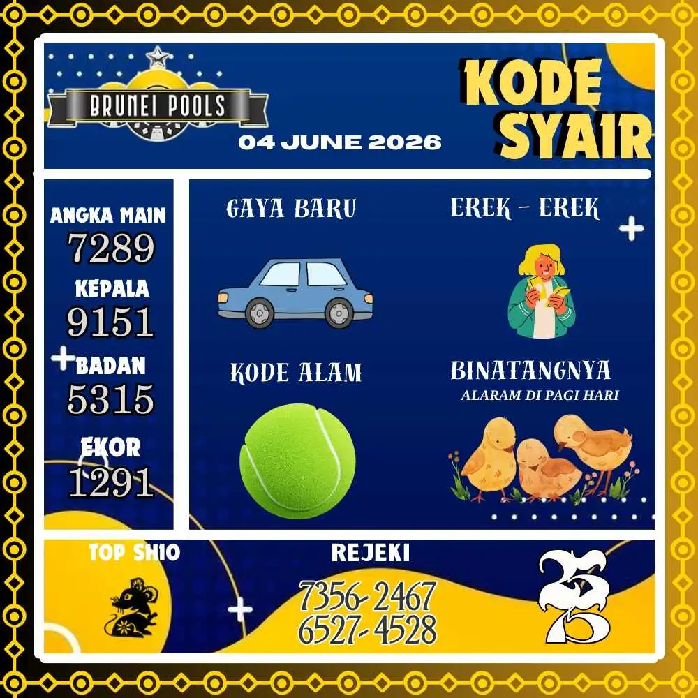 Kode Syair Brunei Pools Juni 2026
