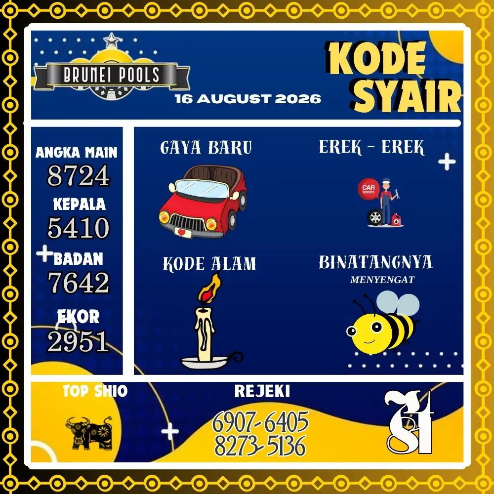Kode Syair Brunei Pools Agustus 2026
