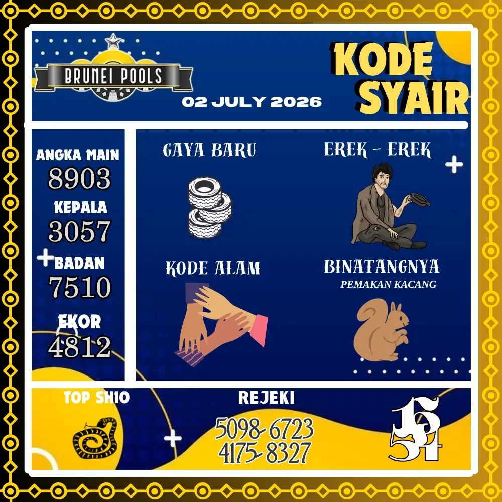 Kode Syair Brunei Pools Juli 2026
