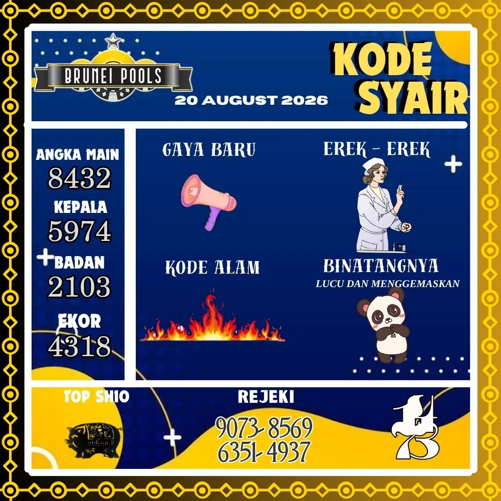 Kode Syair Brunei Pools Agustus 2026

