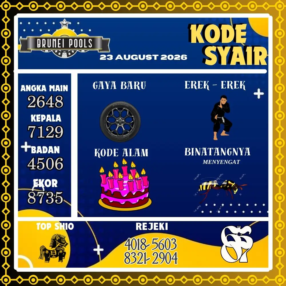 Kode Syair Brunei Pools Agustus 2026
