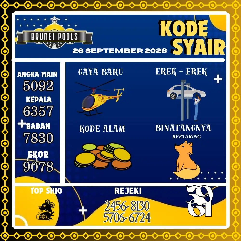 Kode Syair Brunei Pools September 2026
