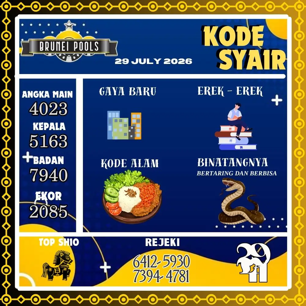Kode Syair Brunei Pools Juli 2026