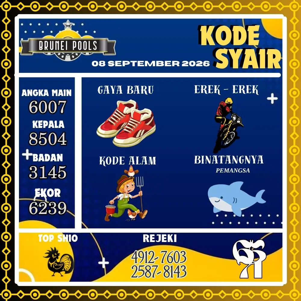 Kode Syair Brunei Pools September 2026
