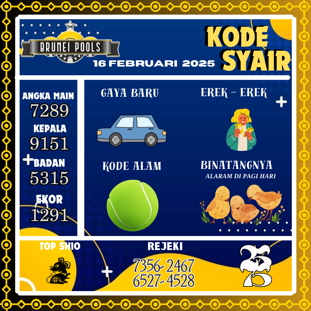 Kode Syair Brunei - Februari Pools
