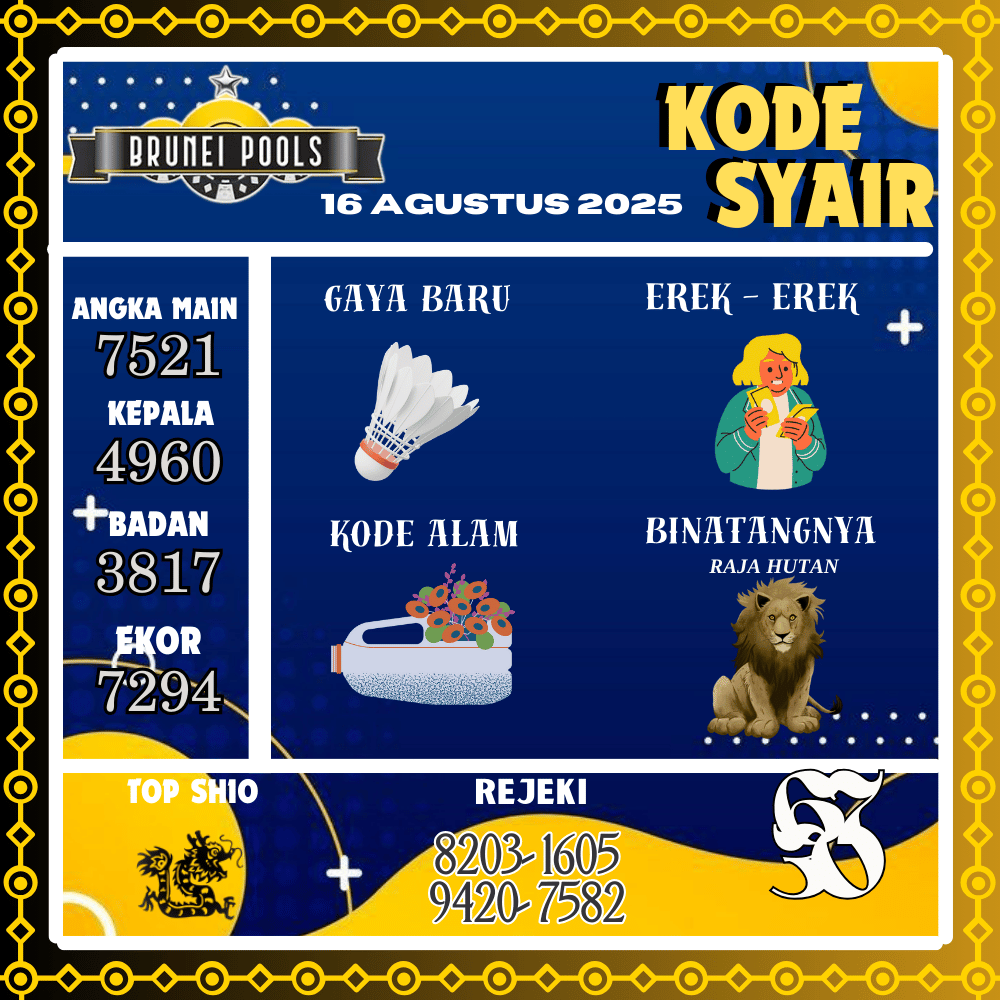 Kode Syair Brunei Pools - Agustus Pools