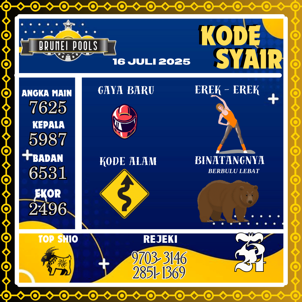 Kode Syair Brunei Pools - Juli Pools