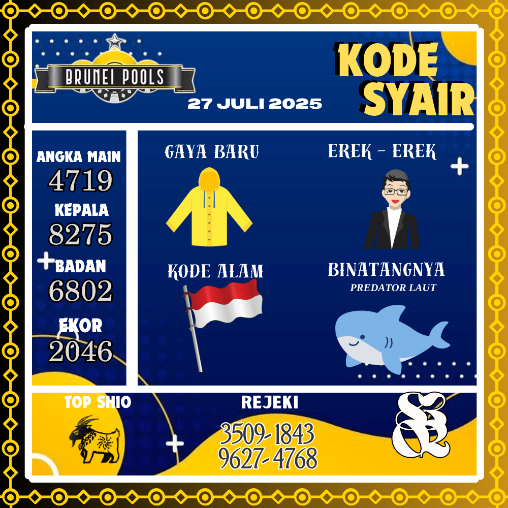 Kode Syair Brunei Pools - Juli Pools