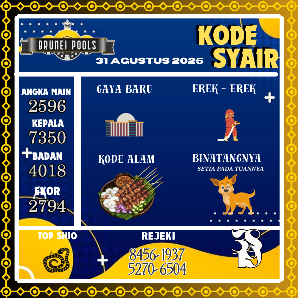 Kode Syair Brunei Pools - Agustus Pools