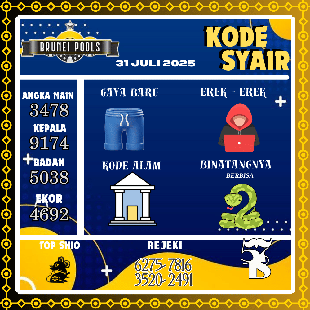 Kode Syair Brunei Pools - Juli Pools