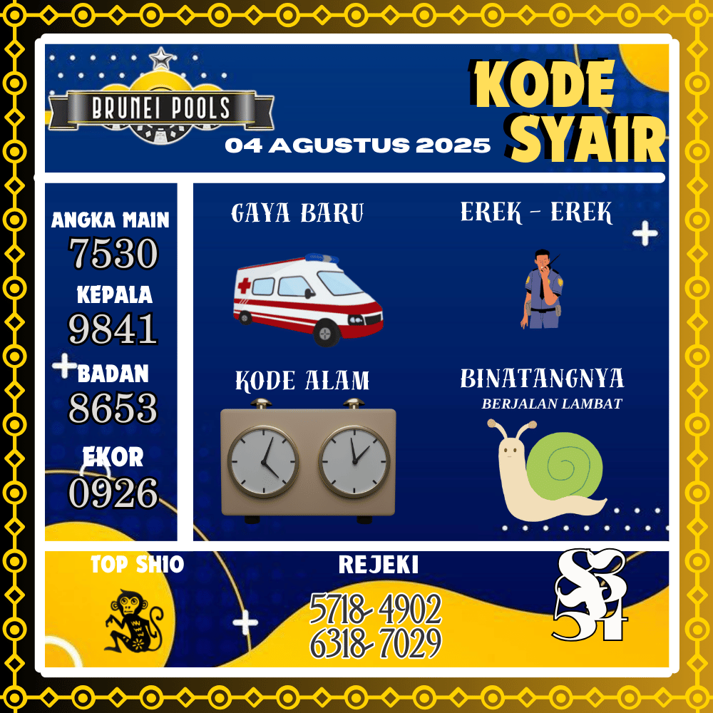 Kode Syair Brunei Pools - Agustus Pools