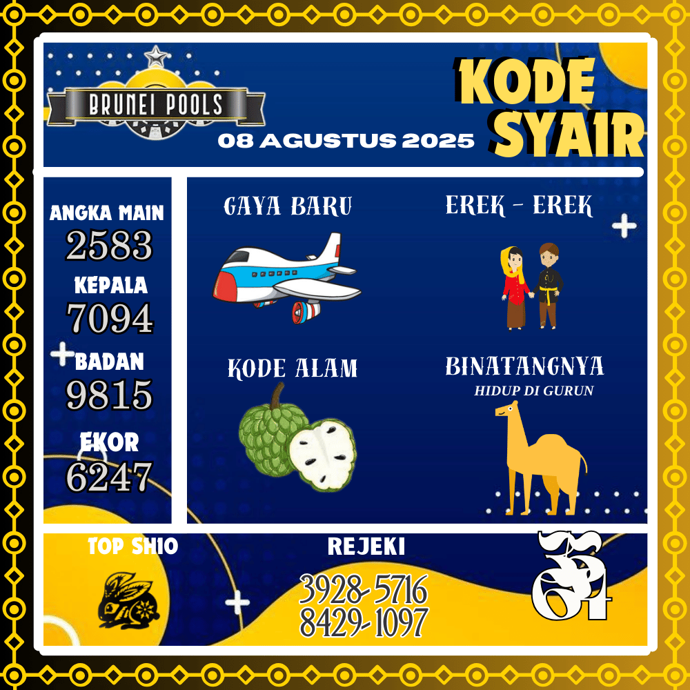 Kode Syair Brunei Pools - Agustus Pools