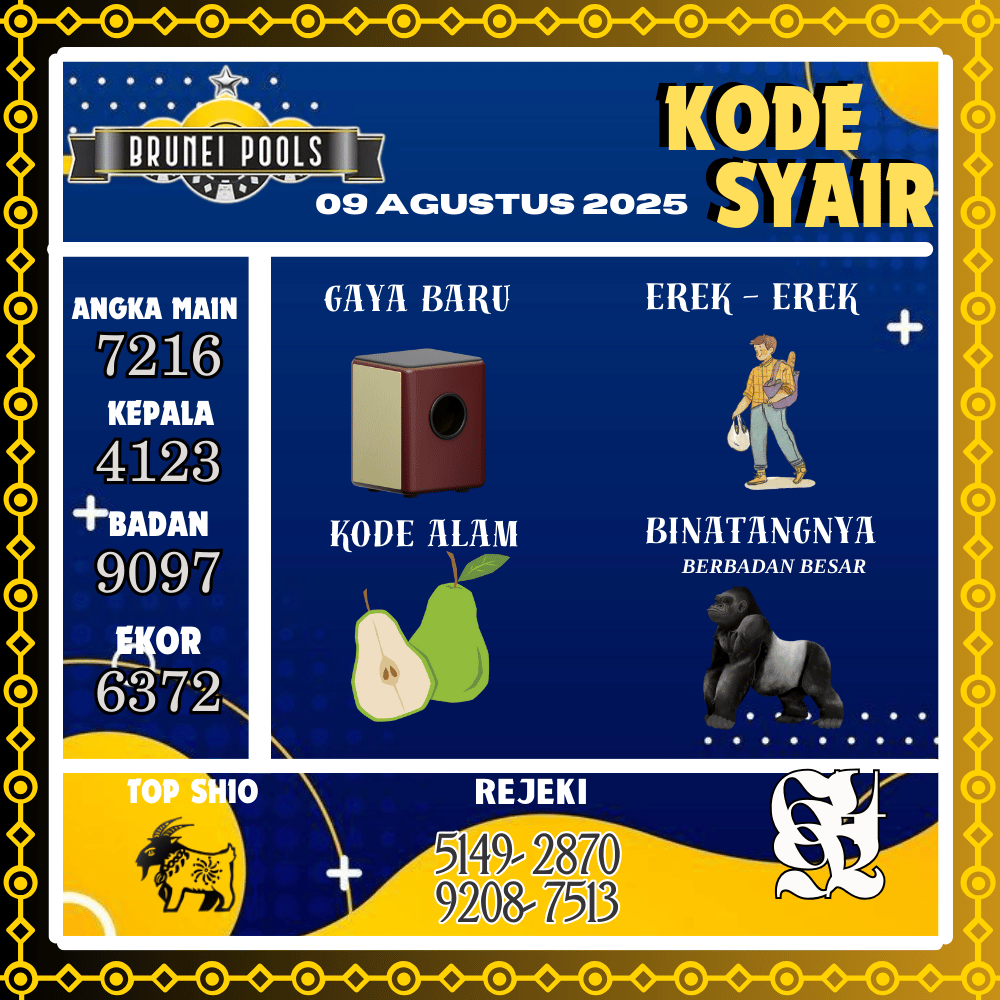 Kode Syair Brunei Pools - Agustus Pools